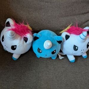 TeeTurtle Lot Of 3 Kittencorn Plush Toy Stuffed Cat Unicorn Blue rainbow